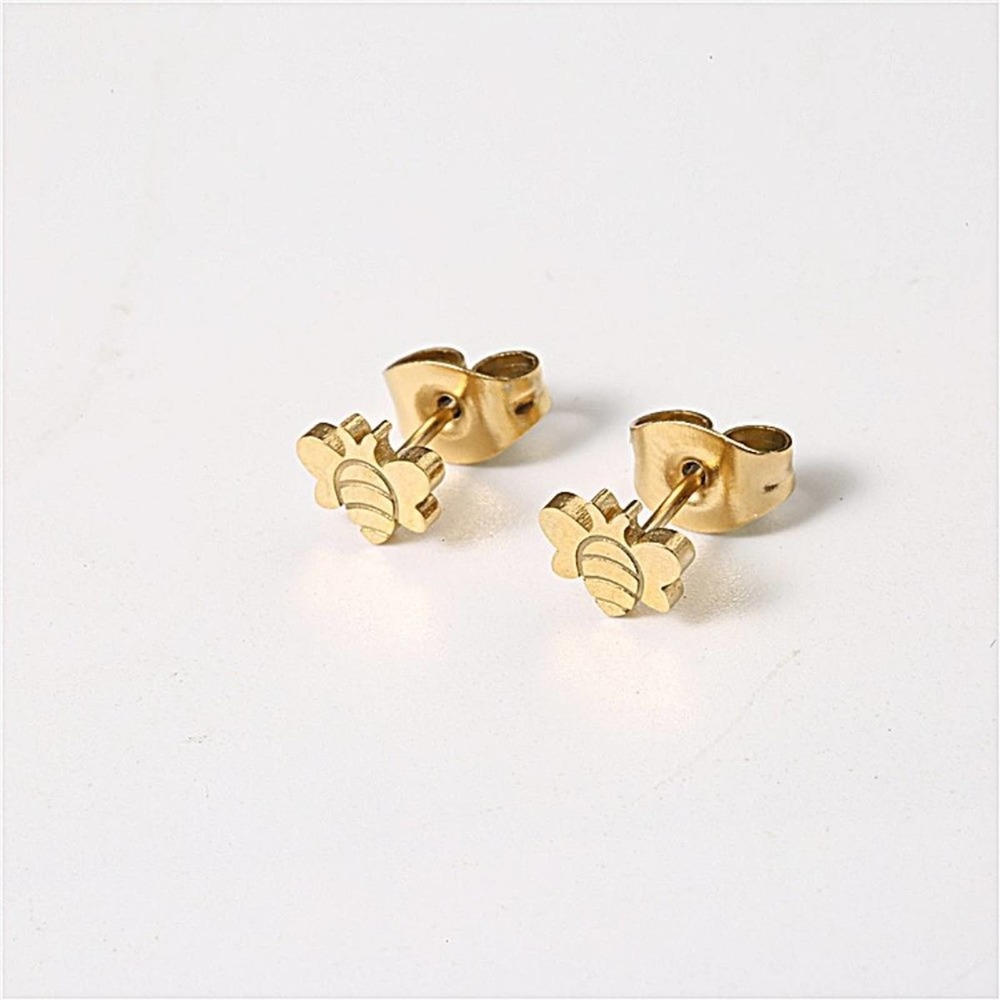 Honey Bee 18K Gold Plated Sterling Silver Stud Earrings - Picture 3 of 6
